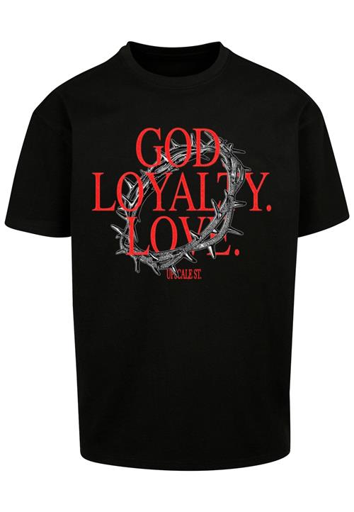 MT Upscale Bluser & t-shirts 'God Loyalty Love'  grå / rød / sort