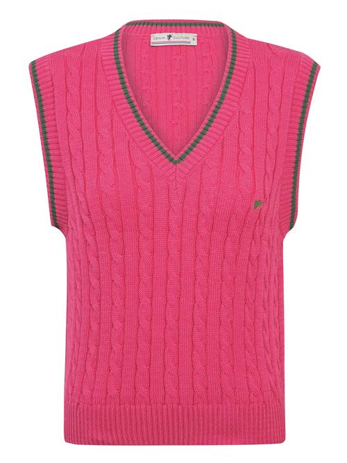 DENIM CULTURE Pullover 'Ludano2'  grøn / lys pink