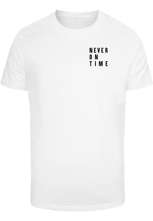 Merchcode Shirts 'Never On Time'  sort / hvid