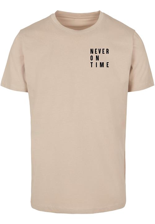 Merchcode Shirts 'Never On Time'  sand / sort