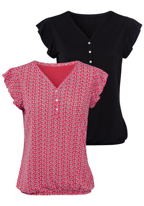 Se LASCANA Bluse  mørk pink / sort ved About You