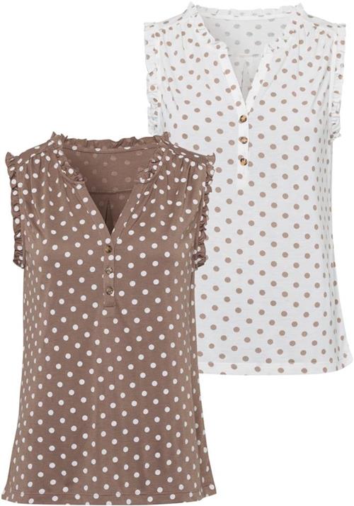 LASCANA Bluse  taupe / hvid