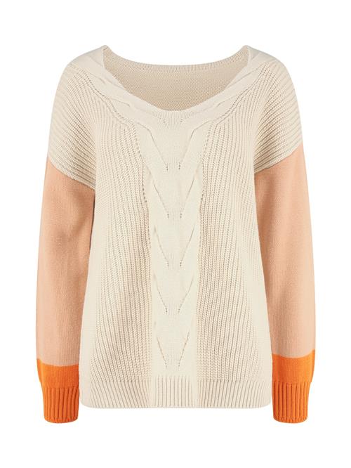 LASCANA Pullover 'Braid'  creme / orange / lyseorange