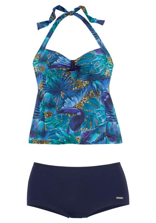 LASCANA Tankini  marin / cyanblå / cognac / sort