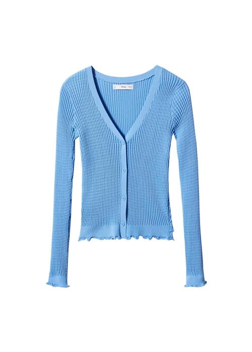 MANGO Cardigan 'Ruffa'  lyseblå