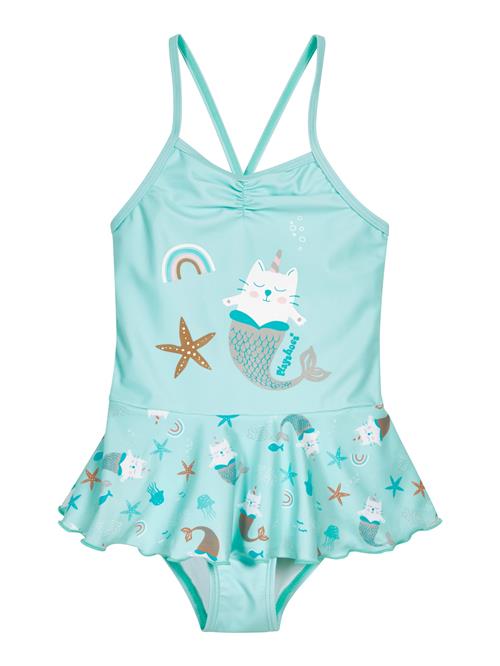 PLAYSHOES Badedragt 'Einhornmeerkatze'  aqua / hvid