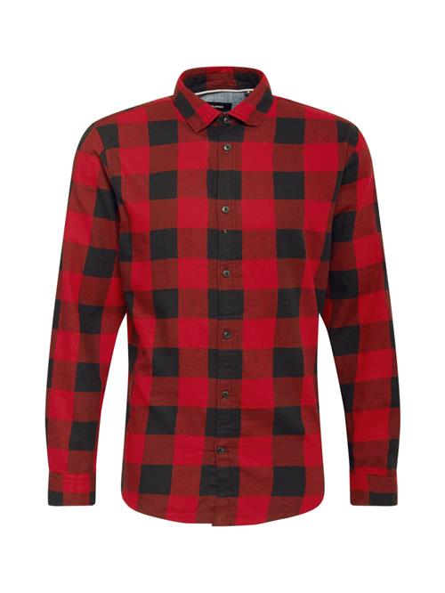 JACK & JONES Skjorte 'Gingham'  blodrød / sort