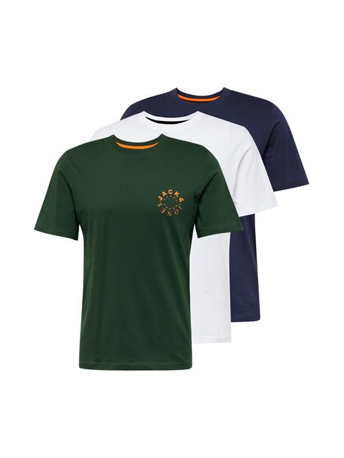 Se JACK & JONES Bluser & t-shirts 'WARRIOR'  navy / mørkegrøn / orange / offwhite ved About You