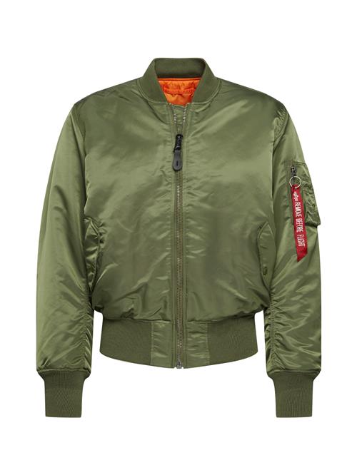 ALPHA INDUSTRIES Overgangsjakke 'MA-1'  khaki / rød / hvid