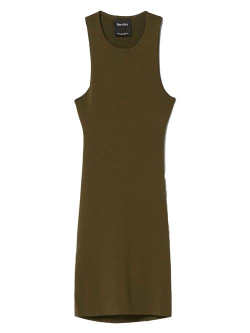 Bershka Strikkjole  khaki / sølv