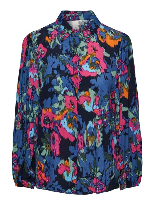 Y.A.S Bluse 'FIMA'  navy / aqua / pastelgrøn / fuchsia