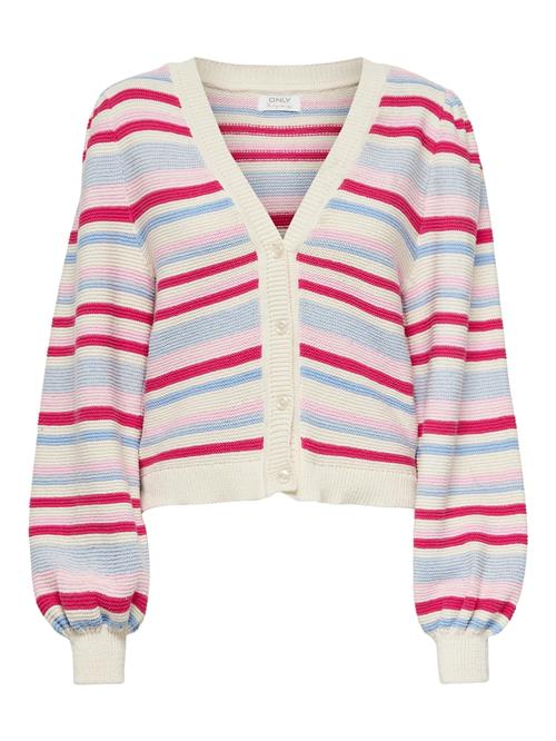 Se ONLY Cardigan 'Raina'  creme / røgblå / lyserød / mørk pink ved About You