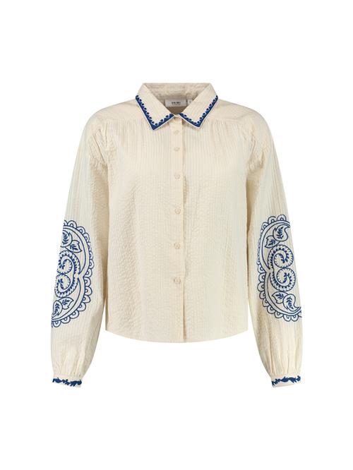 Shiwi Bluse 'SEERSUCKER'  beige / lysebeige / navy