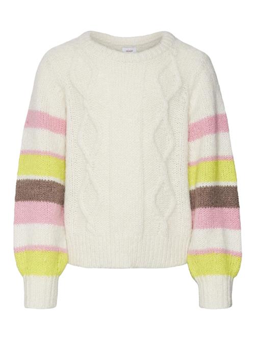 Se Vero Moda Girl Pullover 'VINO'  brun / lemon / lys pink / hvid ved About You