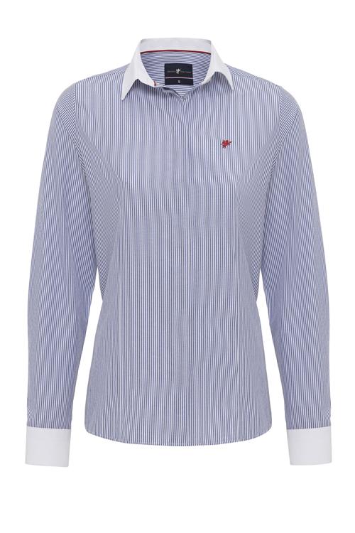 DENIM CULTURE Bluse 'OLIVIA'  indigo / hvid