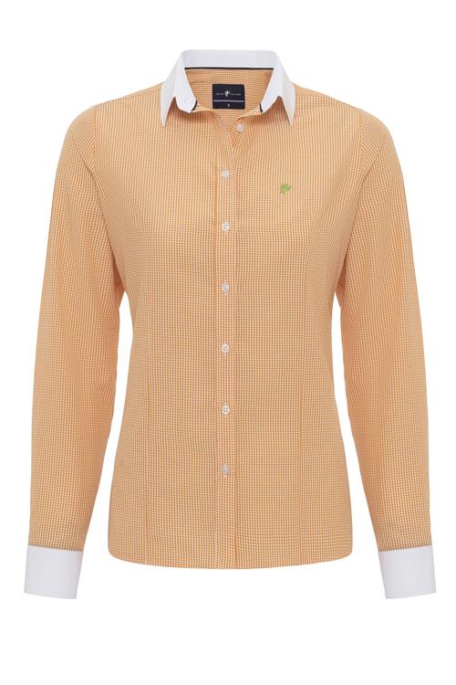 Se DENIM CULTURE Bluse 'JOYCE'  grøn / orange / hvid ved About You