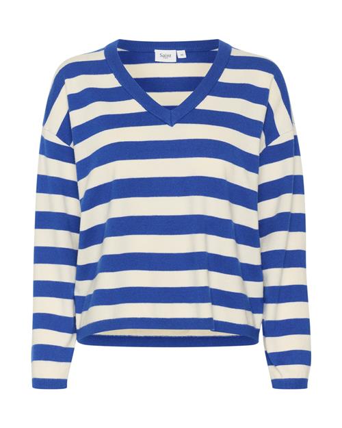 SAINT TROPEZ Pullover 'Fikam'  blå / hvid