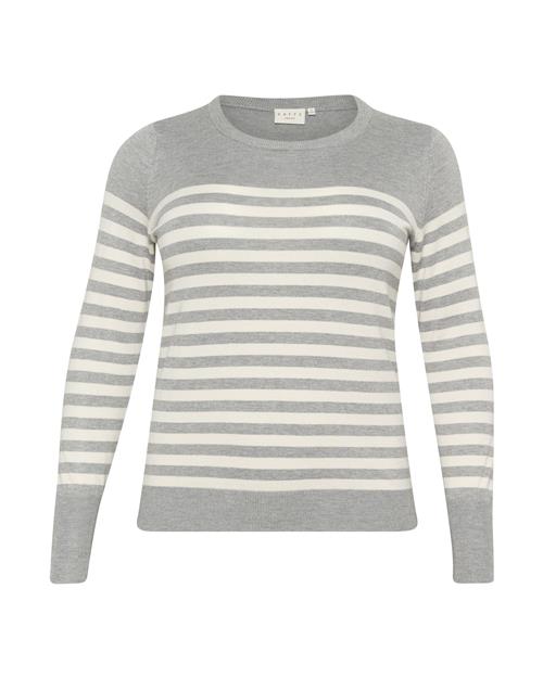 Se KAFFE CURVE Pullover 'Lizzy'  grå / hvid ved About You