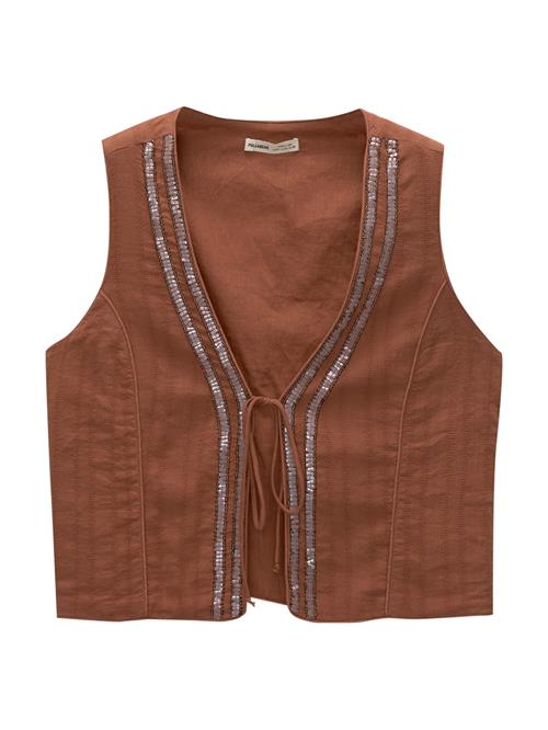 Pull&Bear Vest  cognac / sølv