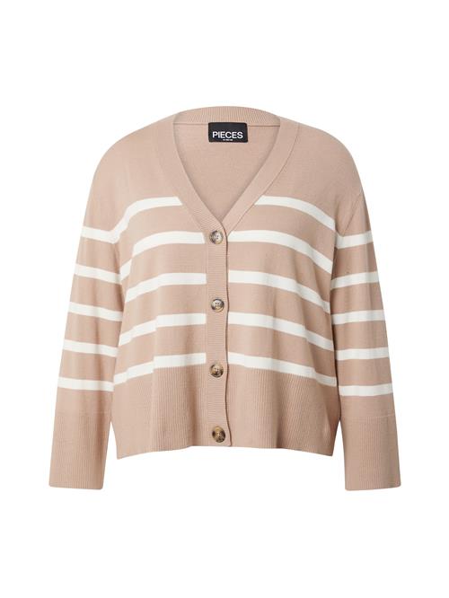 Se PIECES Curve Cardigan 'PCSIA'  mørkebeige / hvid ved About You