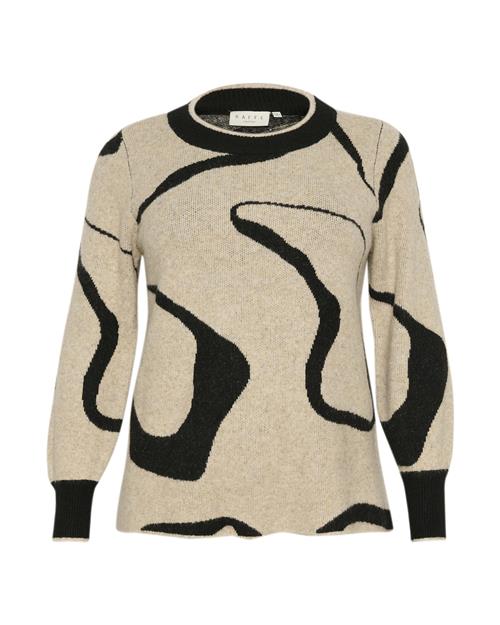 KAFFE CURVE Pullover 'Vilma'  beige-meleret / sort