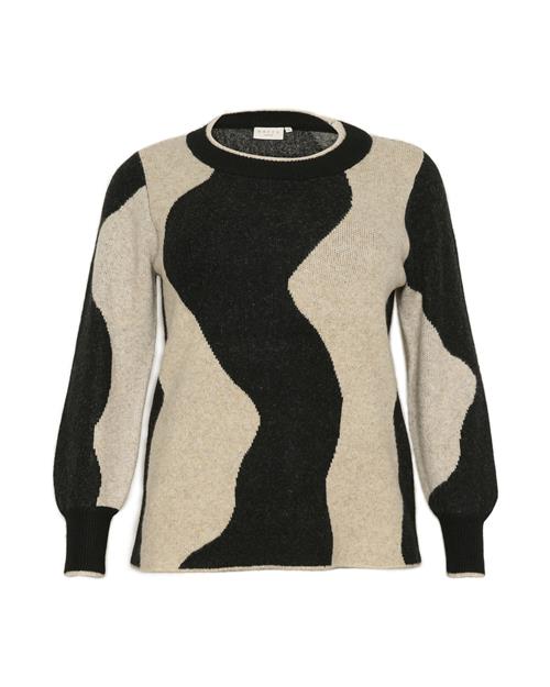 Se KAFFE CURVE Pullover 'Vilma'  beige-meleret / sort ved About You