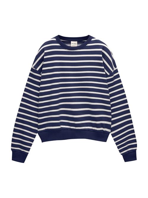 Se Pull&Bear Sweatshirt  mørkeblå / hvid ved About You