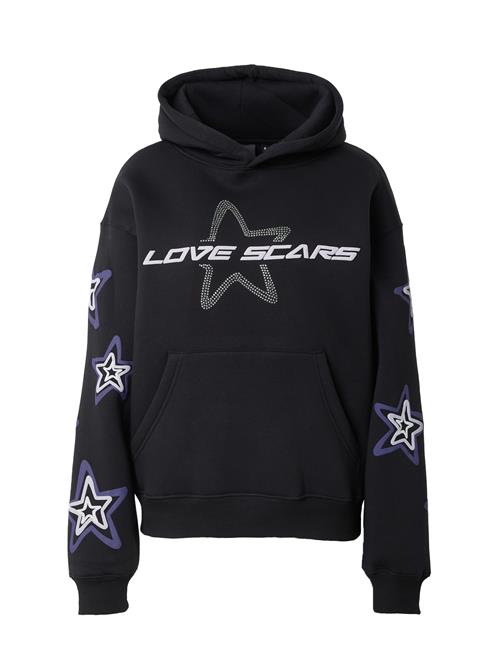 Se Love Scars Sweatshirt  violetblå / sort / sølv / hvid ved About You