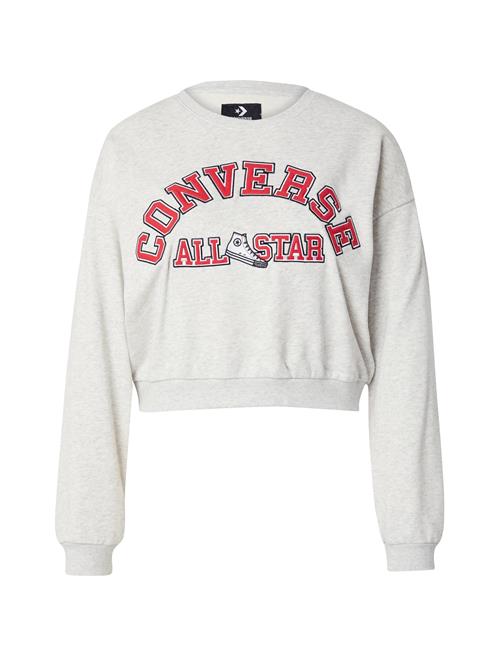 Se CONVERSE Sweatshirt 'HERITAGE'  grå-meleret / rød / sort / hvid ved About You