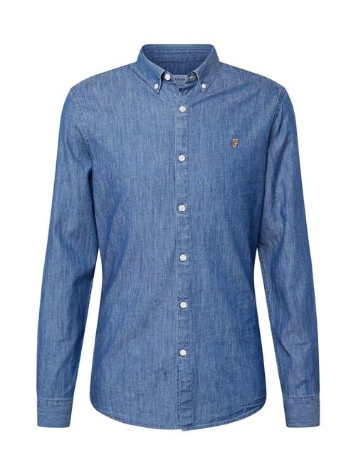 FARAH Skjorte  blue denim / brun