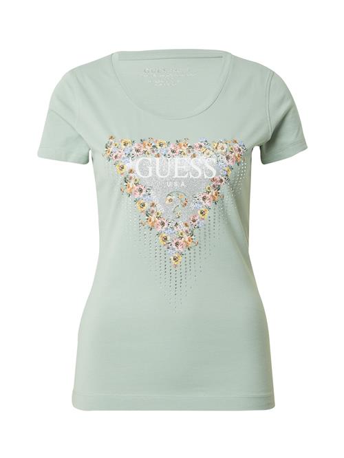 Se GUESS Shirts 'Blumen'  pastelgrøn / lyseorange / sølv / hvid ved About You