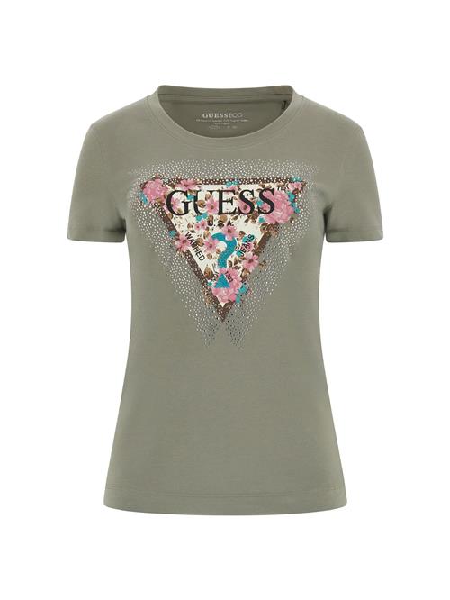 Se GUESS Shirts 'CHERRY FLOWER'  mørkebrun / pastelgrøn / sort / sølv ved About You