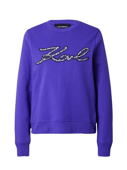 Se Karl Lagerfeld Sweatshirt  violetblå / sort / sølv / hvid ved About You