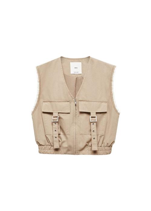 MANGO Vest 'Tapioca'  brokade / offwhite