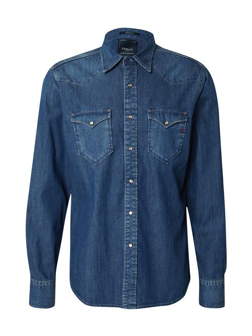 REPLAY Skjorte  blue denim