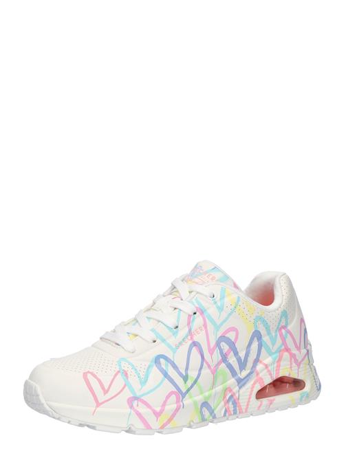 Se SKECHERS Sneaker low 'UNO-SPREAD THE LOVE'  blå / lyseblå / lyserød / hvid ved About You