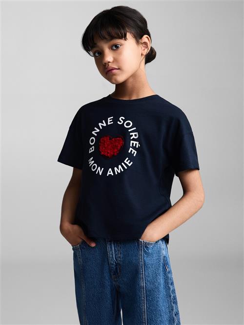 Se MANGO KIDS Bluser & t-shirts 'BONNE'  marin / mørkerød / hvid ved About You