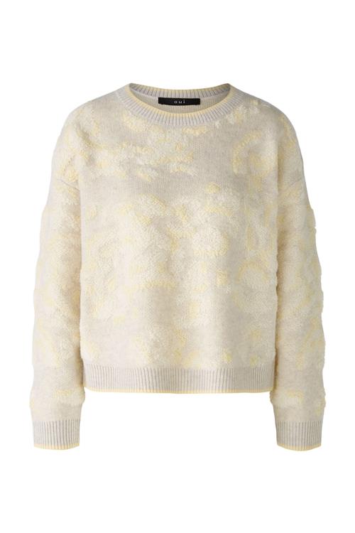 OUI Pullover  pastelgul / hvid