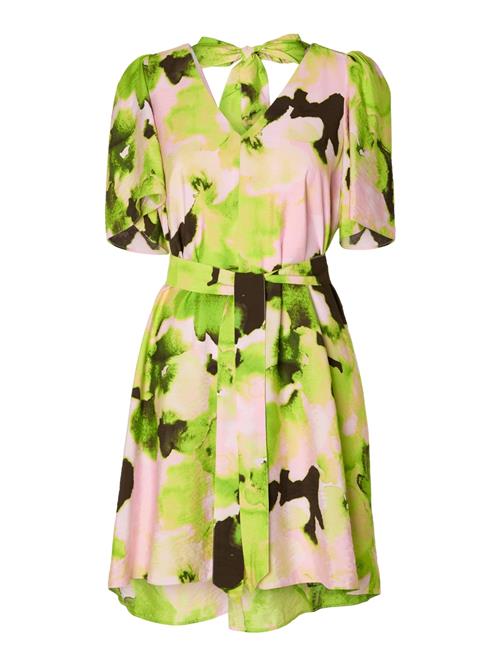 SELECTED FEMME Kjole 'Helinda'  lime / lys pink / sort