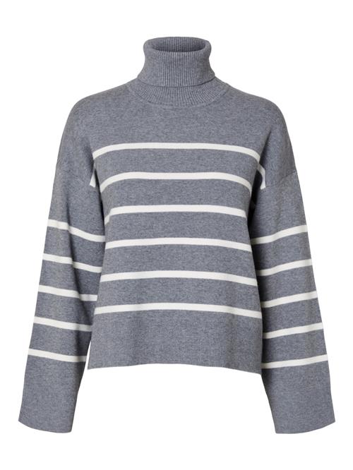 SELECTED FEMME Pullover 'SLFKamma'  mørkegrå / hvid