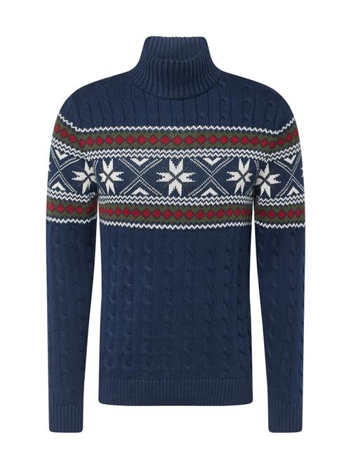 SELECTED HOMME Pullover 'Flake'  natblå / mørkegrøn / rød / hvid