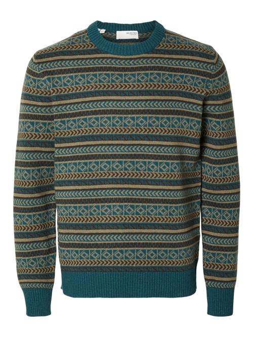 Se SELECTED HOMME Pullover 'FADE'  mørkebeige / cyanblå / brun ved About You