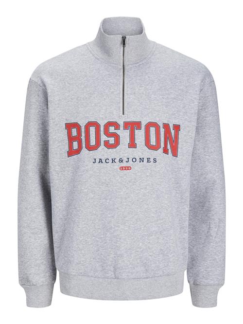 JACK & JONES Sweatshirt 'Bradley Cedric'  grå-meleret / rød / sort