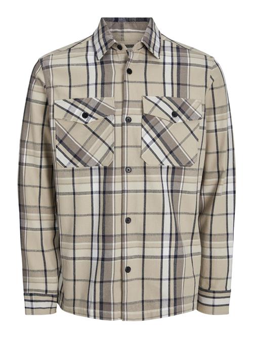 JACK & JONES Skjorte 'Roy'  beige / mørkebeige / sort / hvid