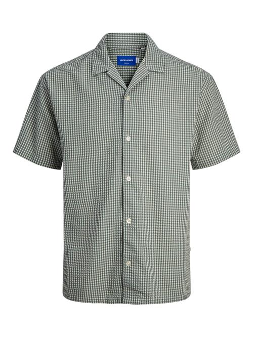 JACK & JONES Skjorte 'Easter Palma'  creme / mørkegrøn