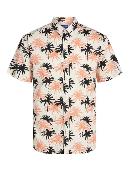 JACK & JONES Skjorte 'JORJoshua Aruba'  creme / koral / sort