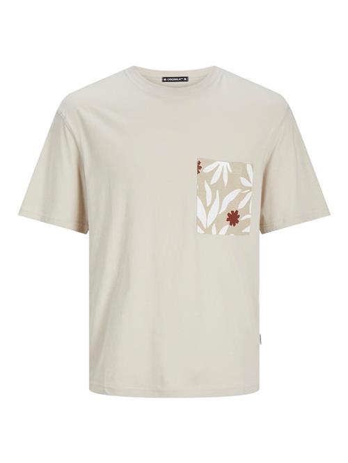 JACK & JONES Bluser & t-shirts 'Marbella'  beige / mørkebrun / hvid