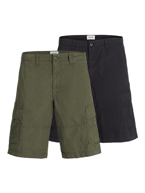 JACK & JONES Cargobukser  mørkegrøn / sort