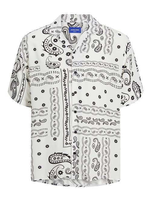 JACK & JONES Skjorte 'Hawaii'  sort / hvid