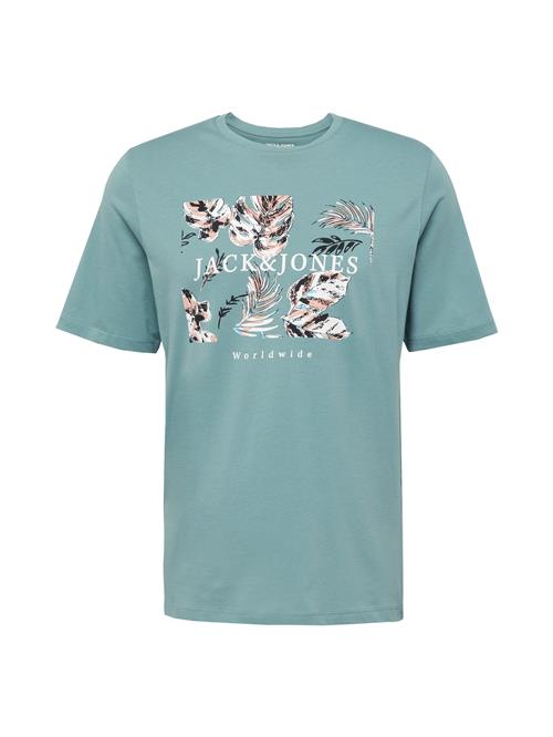 JACK & JONES Bluser & t-shirts 'JJFLOOR'  cyanblå / lyseblå / brun / hvid